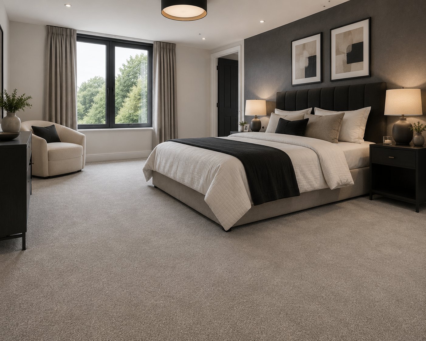 Plush wool carpet fitted in a Kent bedroom
