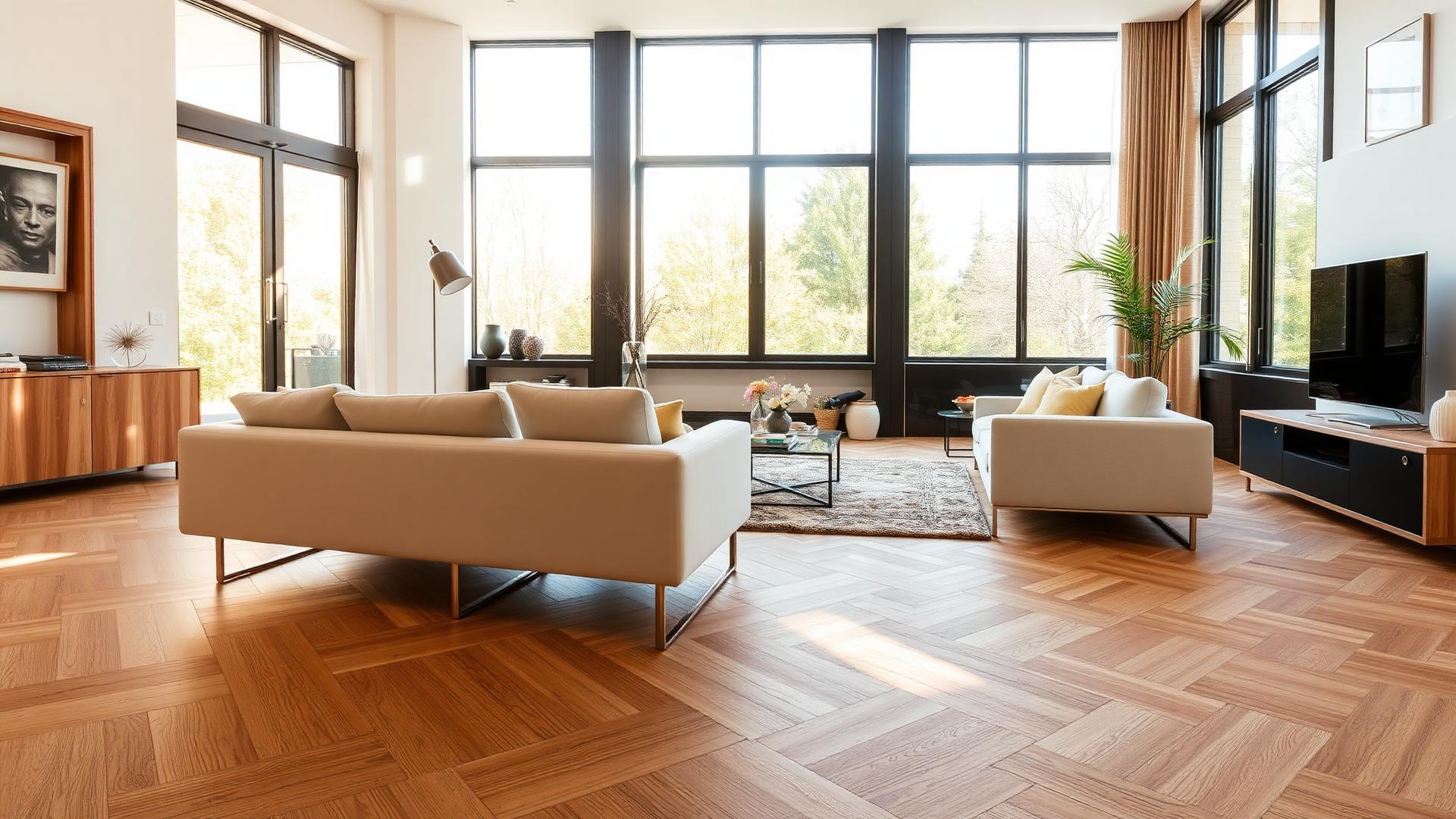 Luxury herringbone flooring in a Kent living room