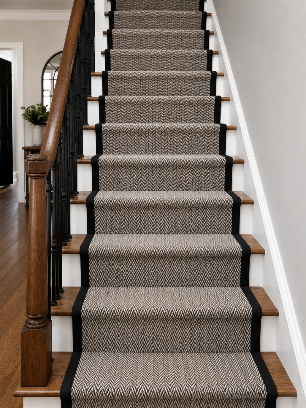 Bespoke stair runner installed on a Kent staircase